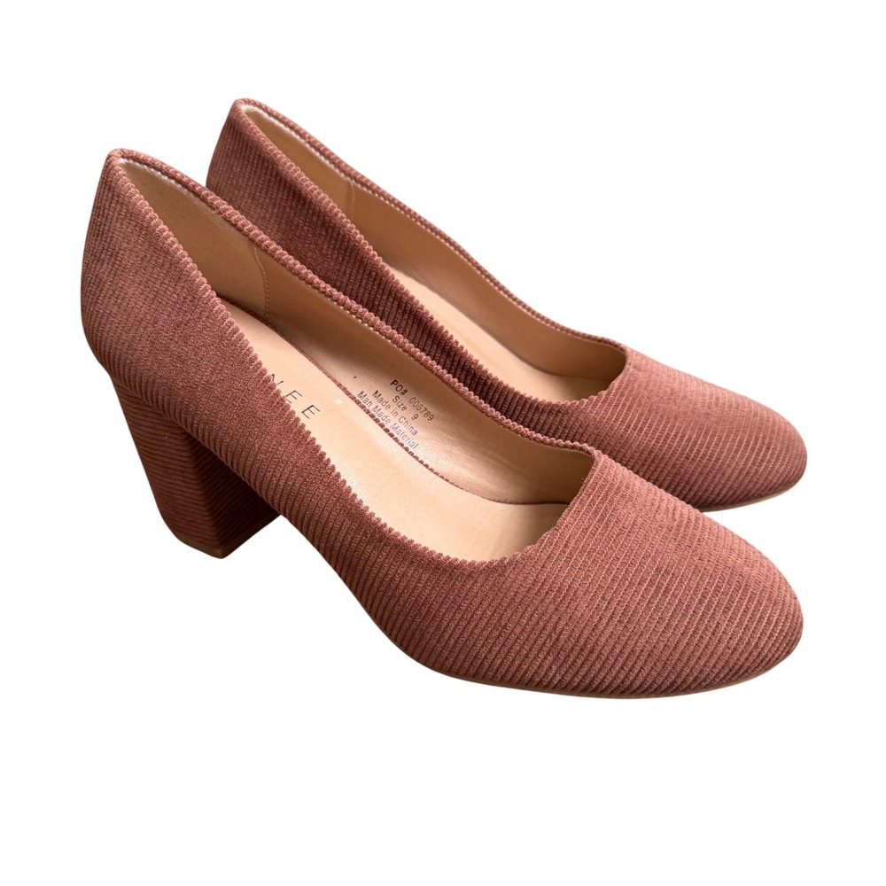Journee Collection Women Brown Corduroy Block Heel Pumps Shoes Size 9‎ Casual